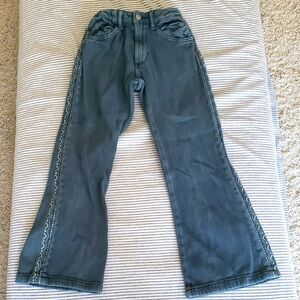 Zara Denim Blue Girl Jeans with Pattern Detail